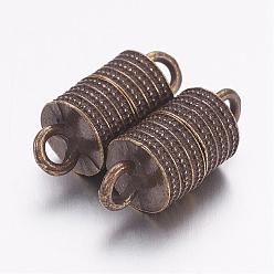 Antique Bronze Tibetan Style Alloy Magnetic Clasps with Loops, Column, Antique Bronze, 19x8mm, Hole: 2.5mm