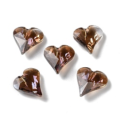 Sienna Glass Rhinestone Cabochons, Faceted, Heart, Pointed Back, Sienna, 12x12x5mm