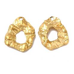 Oro Revestimiento iónico (ip) 304 colgantes de acero inoxidable, encanto de pepitas, dorado, 29.5x24x3.5 mm, agujero: 2.5 mm