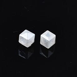 Creamy White ABS Plastic Imitation Pearl Beads, Cube, Creamy White, 4x4x4mm, Hole: 1.2mm, about 16700pcs/500g