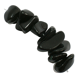 Черный Бусины из натурального белого нефрита, окрашенные, чип, чёрные, шириной около 8~18 мм, отверстие : 1.5 мм, о 33 дюйме