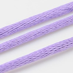 Lila Cuerda de nylon, cordón de cola de rata de satén, para hacer bisutería, anudado chino, lila, 2 mm, aproximadamente 50 yardas / rollo (150 pies / rollo)
