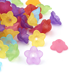 Mixed Color Transparent Acrylic Beads, Frosted, Flower, Mixed Color, 13x7mm, Hole: 1mm, about 1865pcs/500g