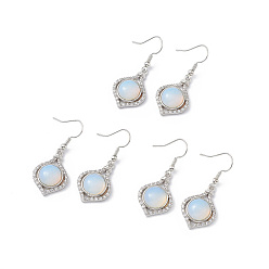 Opalite Boucles d'oreilles pendantes vase en opalite, bijoux en laiton platine pour femme, 40mm, pin: 0.5 mm