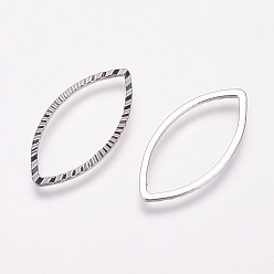 Real Platinum Plated Brass Linking Rings, Marquise Links, Horse Eye, Real Platinum Plated, 21x13.5x1mm