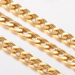 Gold Aluminum Twisted Chains Curb Chains, Unwelded, Lead Free and Nickel Free, Oxidated in Gold, Size: about Chain: 9mm long, 5mm wide, 1.5mm thick