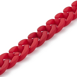 Red Handmade Rubberized Style Acrylic Curb Chains, Red, Links: 18.5x13.5x4.5mm, 39.37 inch(1m)/strand