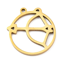 Sagittarius 304 Stainless Steel Pendants, Real 18K Gold Plated, Laser Cut, Flat Round with 12 Constellations Sign Charm, Sagittarius, 22.5x20x1mm, Hole: 1.6mm