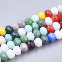 Couleur Mélangete Chapelets de perles en verre, facette, rondelle, couleur mixte, 5.5~6x4.5mm, Trou: 1mm, Environ 87~90 pcs/chapelet, 17.3 pouce