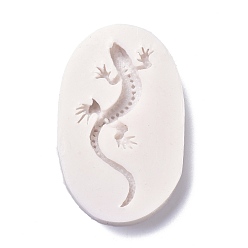 Floral White DIY Gecko Food Grade Silicone Molds, Resin Casting Molds, For UV Resin, Epoxy Resin Jewelry Making, Floral White, 75x47x9mm, Inner Diameter: 64x24mm