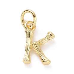 Letter K Brass Pendants, with Jump Ring, Golden, Letter Charm, Letter K, 12x8x2mm, Hole: 3mm