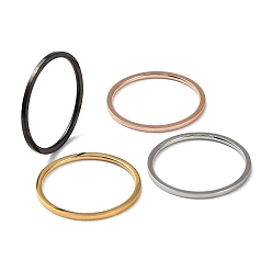 Mixed Color Ion Plating(IP) 304 Stainless Steel Simple Plain Band Finger Ring for Women Men, Mixed Color, Size 7, Inner Diameter: 17.4mm, 1mm