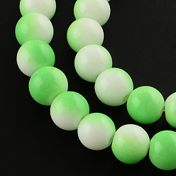 Lime Vert Deux couleurs rangées de perles de verre peinte cuisson, ronde, lime green, 8mm, Trou: 1.3~1.6mm, Environ 104 pcs/chapelet, 32.7 pouce