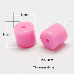 Pearl Pink Solid Colour Acrylic Beads, Column, Pearl Pink, 8x8x8mm, Hole: 2mm, about 1075pcs/500g