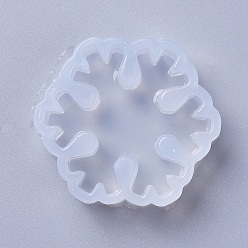 White Christmas Food Grade Silicone Molds, Resin Casting Molds, For UV Resin, Epoxy Resin Jewelry Making, Snowflake, White, 40x44x12mm, Inner Diameter: 35x40mm