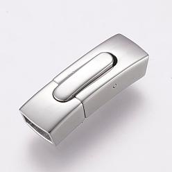 Stainless Steel Color 304 Stainless Steel Bayonet Clasps, Rectangle, Stainless Steel Color, 30x10x7.5mm, Hole: 4x8mm