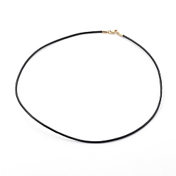 Black Leather Cord Necklace Making, with 304 Stainless Steel Lobster Claw Clasps, Golden, Black, 18.4 inch(46.7cm), 2mm