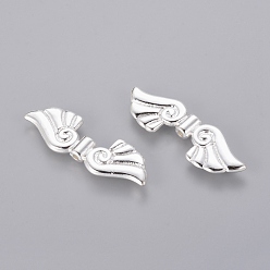 Silver Tibetan Style Alloy Beads, Angel Wing, Cadmium Free & Nickel Free & Lead Free, Silver, 45x14x4.5mm, Hole: 2mm
