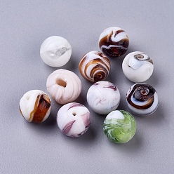 Couleur Mélangete Perles lampwork, perles au chalumeau, faits à la main, ronde, couleur mixte, 14mm, Trou: 1~2mm