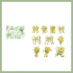 Светло-зеленый 20 шт. 10 стили золотого тиснения домашние самоклеющиеся декоративные наклейки с бантом, водонепроницаемые цветочные наклейки, для diy scrapbooking, светло-зеленый, упаковка: 130x95мм, 2 шт / стиль