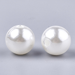 Ivoire Perles acryliques en nacre d'imitation , ronde, blanc crème, 10mm, trou: 2 mm, environ 1000 pcs / 500 g