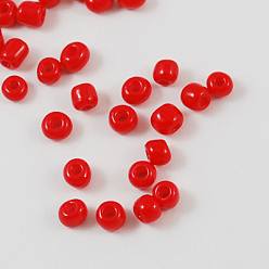 Roja Hornear bolas de semillas de vidrio de pintura, rojo, 12/0, 1.5~2 mm, agujero: 0.5~1 mm, Sobre 3333 unidades / 50 g, 50 g / bolsa, 18bolsas/2libras