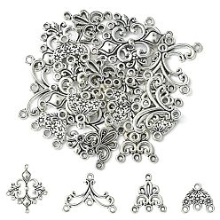 Античное Серебро 20шт 4 стиль тибетский сплав люстра компоненты ссылки, разнообразные, античное серебро, 15~35x16~29x1.5~2 мм, отверстие : 1~2 мм, 5 шт / стиль