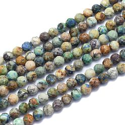 Chrysocolla Natural Chrysocolla Beads Strands, Round, Faceted, 6mm, Hole: 0.8mm, about 64pcs/Strand, 15.35 inch(39cm)