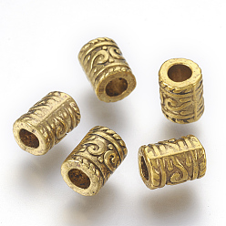Oro Antiguo Abalorios de aleación de estilo tibetano, sin plomo y el cadmio, columna, oro antiguo, 9x7 mm, agujero: 3.5 mm