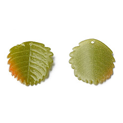 Olive Plastic Pendants, Leaf, Olive, 17x15x2.5mm, Hole: 0.9mm