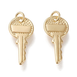 Золотой Латунные подвески, с прыжковых колец, долговечный, ключ, золотые, 19x9x1 мм, отверстие : 2.4 мм