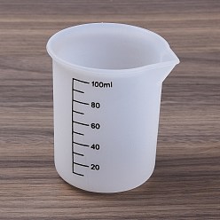 Blanc Tasses à mesurer en silicone, avec échelle, outils de mélange d'artisanat en résine, blanc, 64x56x70mm, diamètre intérieur: 60x50 mm, capacité: 100 ml (3.38 fl. oz)