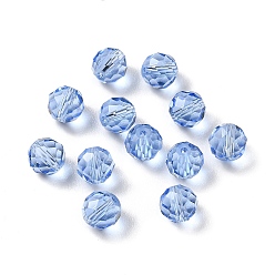 Bleu Bleuet Verre imitation perles de cristal autrichien, facette, ronde, bleuet, 6mm, Trou: 1mm