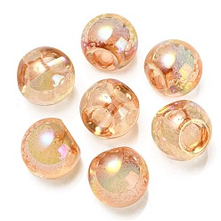 Marron Sablonneux Placage uv perles acryliques irisées arc-en-ciel, ronde, top foré, Sandy Brown, 20x20x20mm, Trou: 3mm