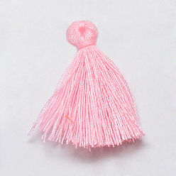 Pink Handmade Polycotton(Polyester Cotton) Tassel Decorations, Pendant Decorations, Pink, 29~35mm