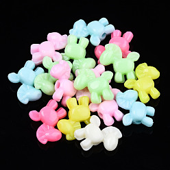 Mixed Color Opaque Acrylic Beads, Horse, Mixed Color, 16x16x7mm, Hole: 2mm, about 900pcs/500g