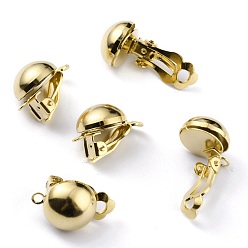 Real 24K Gold Plated Brass Clip-on Earring Findings, Real 24K Gold Plated, 19x12x14mm, Hole: 1.8mm