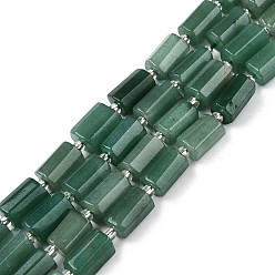 Green Aventurine Natural Green Aventurine Beads Strands, with Seed Beads, Faceted, Column, 8.5~12x5.5~7.5x4.5~7mm, Hole: 1.2mm, about 15~16pcs/strand, 7.09 inch~7.68 inch(18~19.5cm)