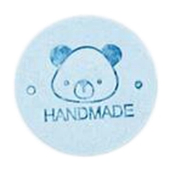 Bleu Ciel Clair Étiquettes d'étiquettes en cuir microfibre, étiquette en relief à la main, avec des trous, pour les jeans de bricolage, , , accessoires de chapeau, plat rond avec l'ours, 25mm