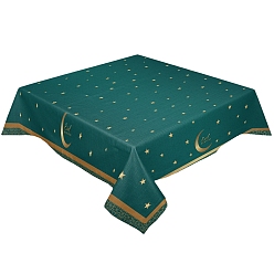 Star Eid Mubarak Table Runner Waterproof Rectangle Tablecloths, for Islamic Lantern Ramadan Dinner Party Decorations, Star Pattern, 1780x1330mm