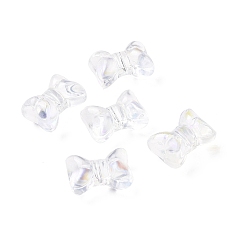 Clear AB Transparent Spray Painted Glass Beads, Bowknot, AB Color Plated, Clear AB, 10x14x8mm, Hole: 1mm