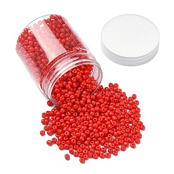 Красный 1300шт круглые стеклянные бусины с краской для выпечки, красные, 4~5x3~4 мм, отверстие : 1~2 мм