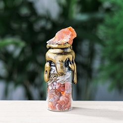 Красный Агат Бутылка энергии из сырого натурального сердолика, Рейки драгоценный камень внутри стеклянной бутылки желаний Хэллоуин украшение дома, 70~80 мм