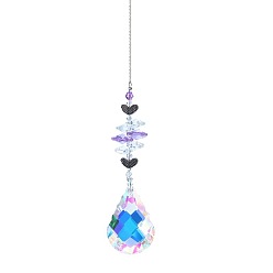 Bleu Dodger K9 grandes décorations pendantes en verre de cristal, capteurs de soleil suspendus, à trouver métal, cœur, Dodger bleu, 43 cm