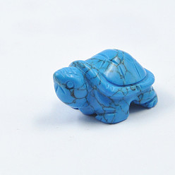 Synthetic Turquoise Synthetic Turquoise Display Decorations, Tortoise Feng Shui Ornament for Longevity, for Home Office Desk, 38~42x25~27x20mm