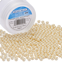 Champagne Amarillo Cuentas redondas de perlas de vidrio teñidas ecológicas, amarillo champán, 6 mm, agujero: 1.2~1.5 mm, sobre 400 unidades / caja
