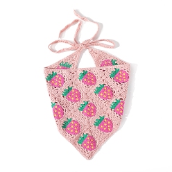 Strawberry Crochet Bandana, Kerchief Triangle Hair Scarf, Knitted Headscarf Texture Bandage Wrapped Headwrap Headbands, Strawberry, 250x500mm