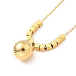 Golden Ion Plating(IP) 304 Stainless Steel Round Ball Pendant Necklace with Coreana Chains for Women, Golden, 16.14 inch(41cm)
