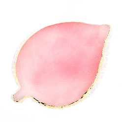 Pink Resin Wax Seal Mats, for Wax Seal Stamp, Leaf with Marble Pattern, Pink, 92x103x7.5mm