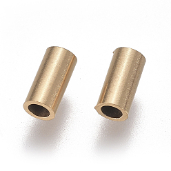 Oro Revestimiento iónico (ip) 304 perlas de tubo de acero inoxidable, dorado, 6x3 mm, agujero: 2 mm